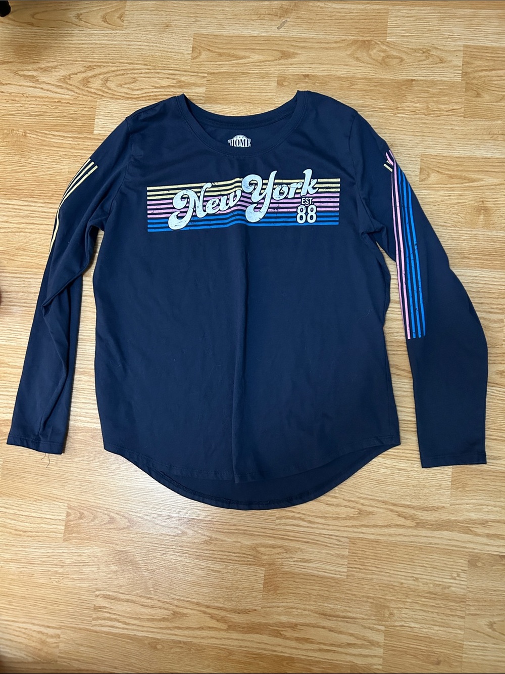 Navy 'New York' Long Sleeve Tee